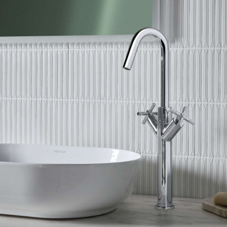 CRU TBAS C Bristan Cruzar Tall Basin Mixer in Chrome with a Countertop Basin