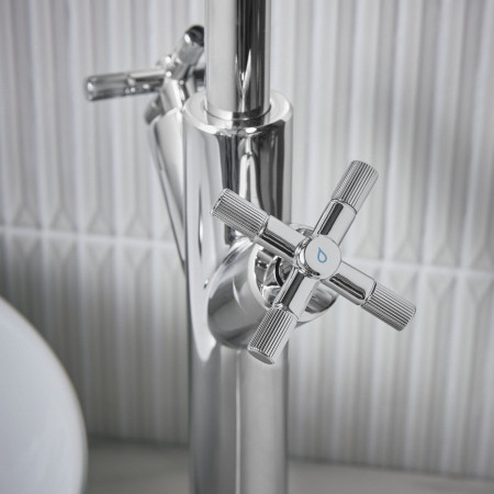 CRU TBAS C Bristan Cruzar Tall Basin Mixer in Chrome Cold Handle Close Up