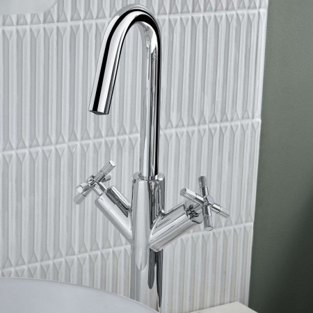 CRU TBAS C Bristan Cruzar Tall Basin Mixer in Chrome Bathroom Setting