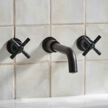 Bristan Cruzar Wall Mounted 3TH Basin Mixer in Black