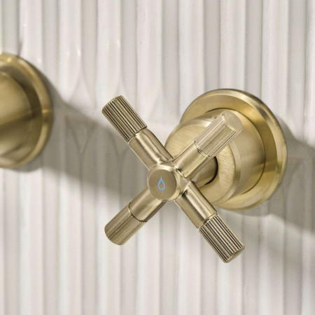 Bristan Cruzar Wall Mounted 3TH Basin Mixer in Brushed Brass