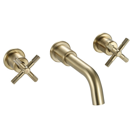 Bristan Cruzar Wall Mounted 3TH Basin Mixer in Brushed Brass