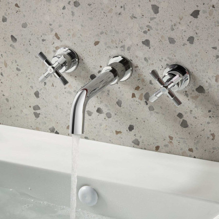 CRU 3TH WMBAS C Bristan Cruzar Wall Mounted 3TH Basin Mixer in Chrome Bathroom Setting