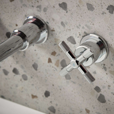 CRU 3TH WMBAS C Bristan Cruzar Wall Mounted 3TH Basin Mixer in Chrome Cold Handle Close Up