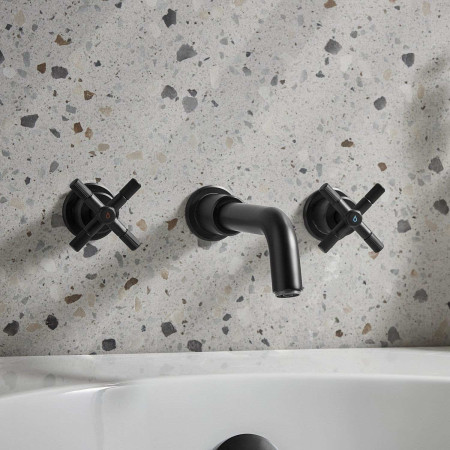CRU 3TH WMBF BLK Bristan Cruzar Wall Mounted 3TH Bath Filler in Black Lifestyle