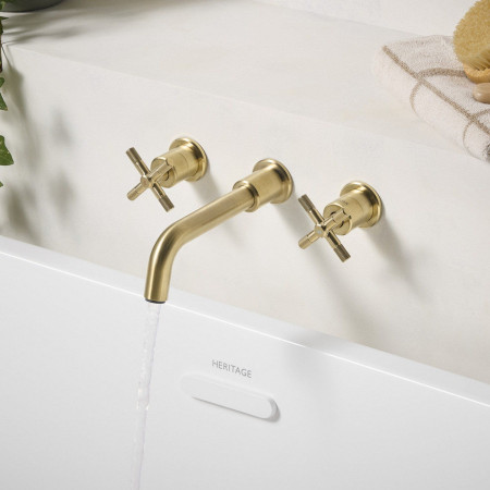CRU 3TH WMBF BB Bristan Cruzar Wall Mounted 3TH Bath Filler in Brushed Brass Lifestyle
