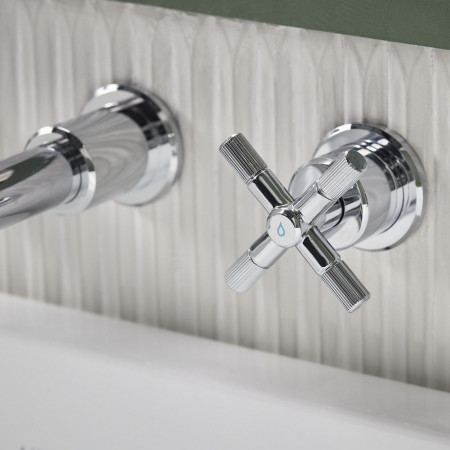 CRU 3TH WMBF C Bristan Cruzar Wall Mounted 3TH Bath Filler in Chrome Cold Handle Close Up