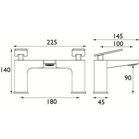 DEL BF C Bristan Delgado Bath Filler in Chrome Line Drawing
