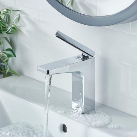 DEL ES BAS C Bristan Delgado Eco Start Basin Mixer with Waste in Chrome Close Up