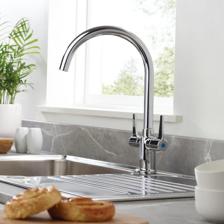 DUL SNK EF C Bristan Design Utility Lever Easy Fit Monobloc Sink Mixer Chrome Plated Kitchen Setting