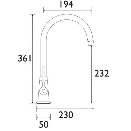 DUSNKC Bristan Dune Monobloc Sink Mixer Chrome Line Drawing