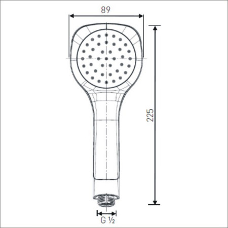 EVC HAND05 C Bristan EVO Single Function Rub Clean Handset Chrome Plated Line Drawing