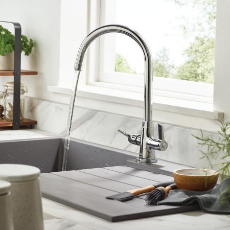 EC SNK EF C Bristan Echo Easy Fit Sink Mixer Installed on Kitchen Sink
