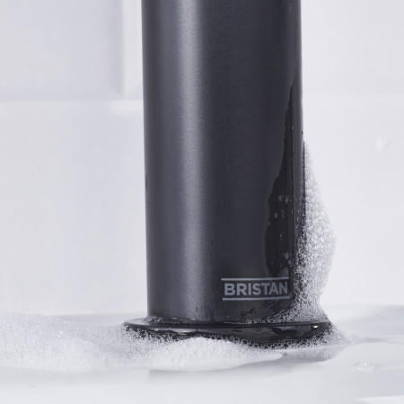 ELEBASBLK Bristan Elevar Black Basin Mixer with Clicker Waste Base Close Up