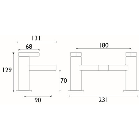 ELEBFC Bristan Elevar Chrome Bath Filler Line Drawing