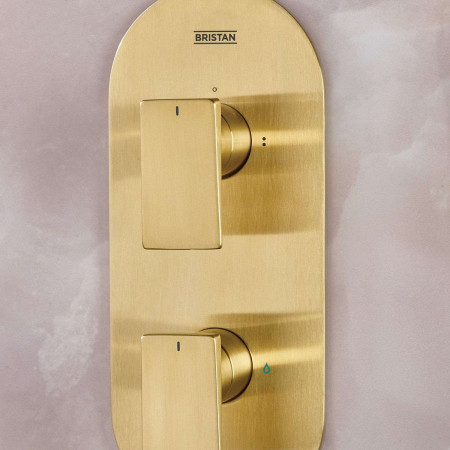 FRAMMENTOBBSHWRPK2 Bristan Frammento Concealed Dual Control Shower Pack in Brushed Brass Shower Valve Close Up