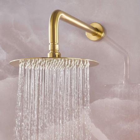 FRAMMENTOBBSHWRPK2 Bristan Frammento Concealed Dual Control Shower Pack in Brushed Brass Drench Head Close Up