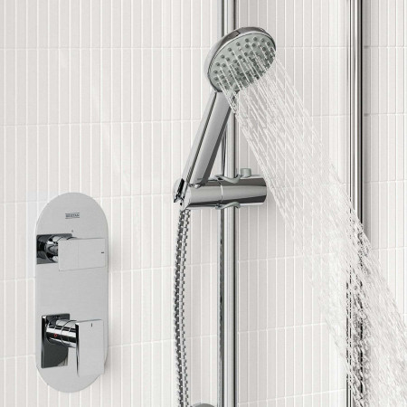FRAMMENTOSHWRPK Bristan Frammento Concealed Dual Control Shower Pack in Chrome Handset Close Up