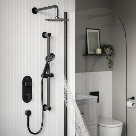 FRAMMENTO BLK SHWR PK Bristan Frammento Concealed Shower Pack in Black with Black Bath Screen