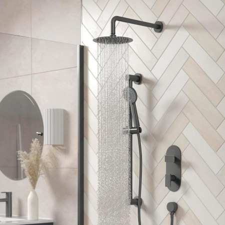 FRAMMENTO GM SHWR PK Bristan Frammento Concealed Shower Pack in Gunmetal with Gunmetal Bath Screen