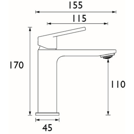 FRM ES BAS GM Bristan Frammento Eco Start Basin Mixer with Waste in Gunmetal Dimensions