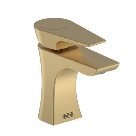 HOU ES BAS BB Bristan Hourglass Brushed Brass Eco Start Basin Mixer with Waste