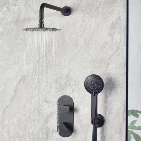 HOURGLASSBLKSHWRPK2 Bristan Hourglass Concealed Black Dual Control Shower Pack Lifestyle