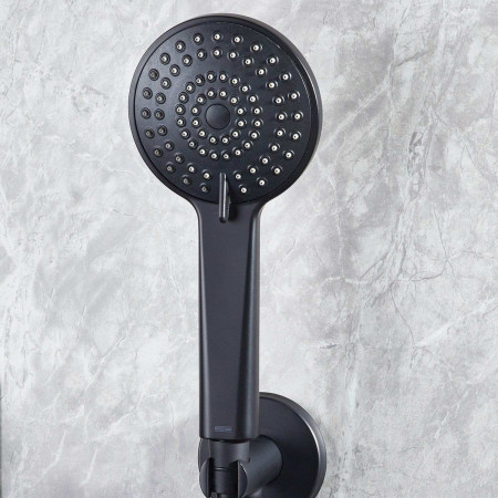 HOURGLASSBLKSHWRPK2 Bristan Hourglass Concealed Black Dual Control Shower Pack Handset Close Up