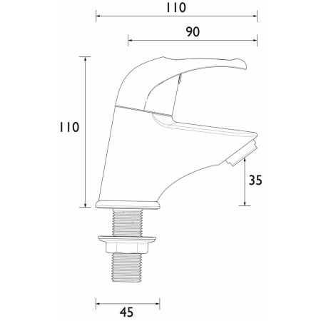 J 1/2 C Bristan Java Basin Taps Line Drawing