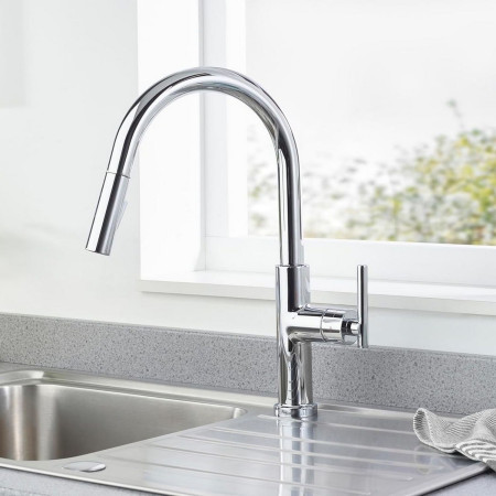 JU PULLSNK C Bristan Jule Extended Pull Down Kitchen Sink Mixer Lifestyle