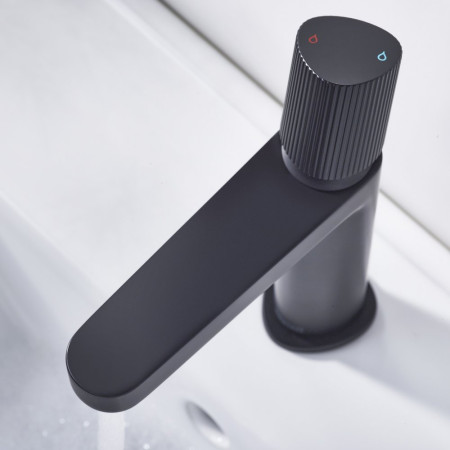 LISBASBLK Bristan Liso Black Basin Mixer with Clicker Waste Top View