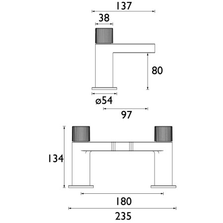 LISBFBLK Bristan Liso Black Bath Filler Line Drawing