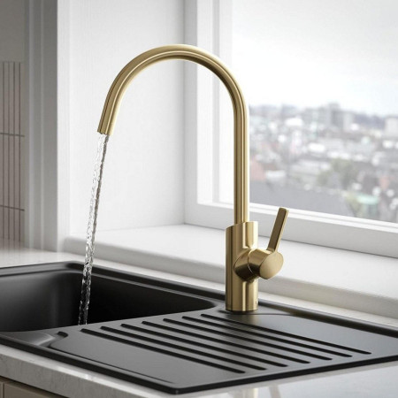 MPL EFSNK BB Bristan Maple Easy Fit Single Lever Brushed Brass Mono Sink Mixer Handle Kitchen Setting