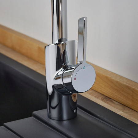 MPL EFSNK C Bristan Maple Easy Fit Single Lever Chrome Mono Sink Mixer Thermaclick Handle Starting Position