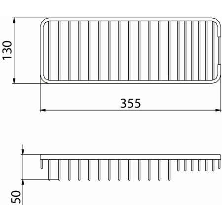 COMPBASK02C Bristan Medium Wall Fixed Wire Basket Line Drawing