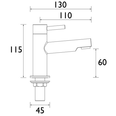 MIO 1/2 C Bristan Mios Basin Taps Line Drawing