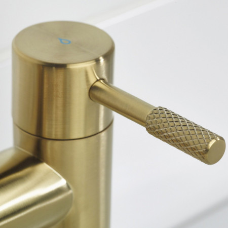 MOL BF BB Bristan Molida Bath Filler in Brushed Brass Cold Handle Close Up