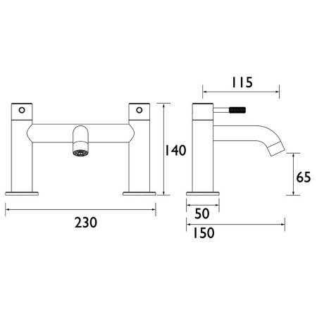 MOL BF BLK Bristan Molida Bath Filler in Black Dimensions