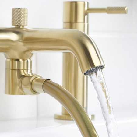 MOL BSM BB Bristan Molida Bath Shower Mixer in Brushed Brass Spout Close Up
