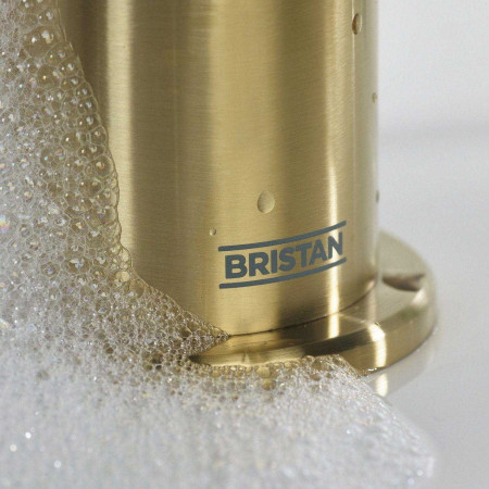 MOL BSM BB Bristan Molida Bath Shower Mixer in Brushed Brass Base Close Up