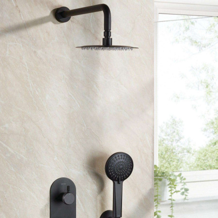 MOLIDA BLK SHWR PK2 Bristan Molida Black Concealed Thermostatic Dual Control Two Outlet Shower Pack Lifestyle