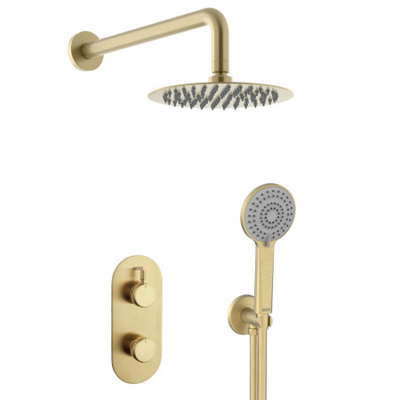 Bristan Molida Brushed Brass Concealed Thermostatic Dual Control Two Outlet Shower Pack