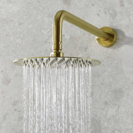 MOLIDA BB SHWR PK Bristan Molida Brushed Brass Concealed Thermostatic Shower with Fixed Head and Riser Kit Drench Head and Arm