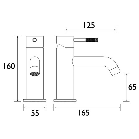 MOL ES BAS C Bristan Molida Eco Start Basin Mixer with Waste in Chrome Dimensions