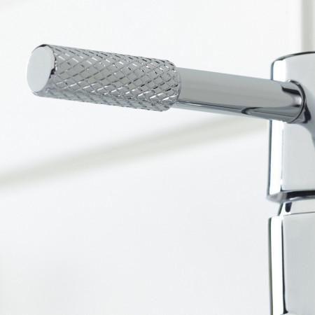 MOL ES BAS C Bristan Molida Eco Start Basin Mixer with Waste in Chrome Diamond Knurled Pattern Close Up
