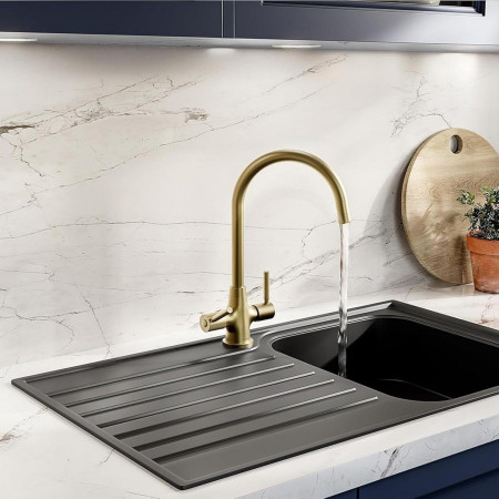 MZ SNK EF BB Bristan Monza Monobloc Easy Fit Brushed Brass Sink Mixer Lifestyle
