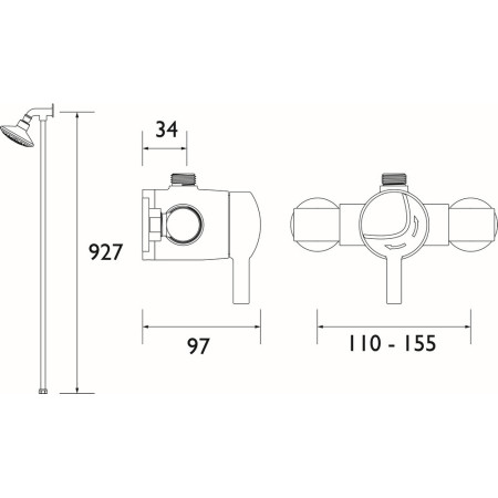 MINI2 TS1203 RR C Bristan OPAC Thermostatic Exposed Mini Shower Valve with Top Outlet Rigid Riser Chrome (2)