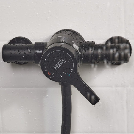 NZA SHXAR BLK Bristan Onza Thermostatic Black Exposed Shower Valve Switched On