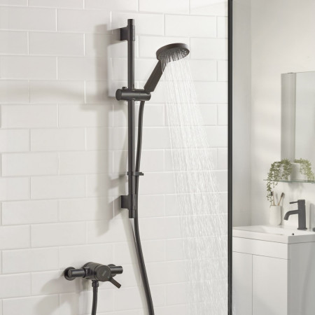 NZA SHXAR BLK Bristan Onza Thermostatic Black Exposed Shower Switched On