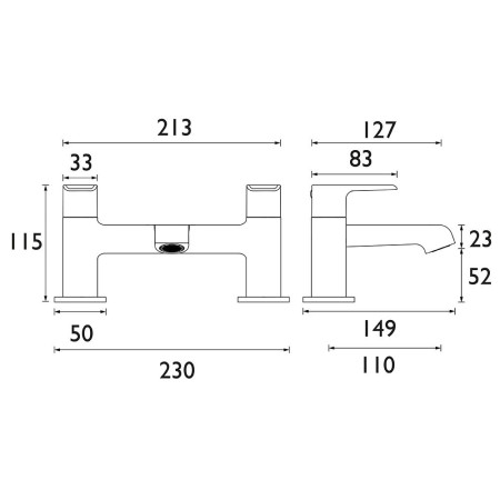 PO BF C Bristan Polo Chrome Bath Filler Line Drawing